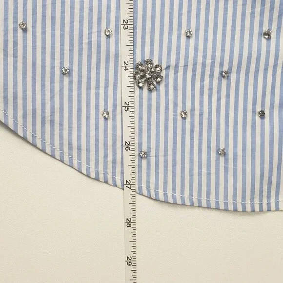 J.Crew Collection Garçon Embellished Shirt in Blue Pinstripe Women's - Pick Size - Picture 4 of 16